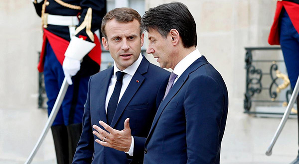 French President Emmanuel Macron and Italy's new Prime Minister Giuseppe